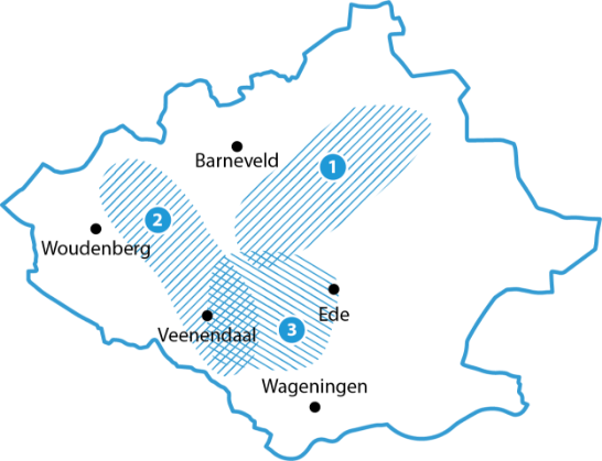 Sleutelgebieden Gelderse Vallei: bovenloop van de Barneveldse Beek en Lunterse Beek, Eemvallei en Valleikanaal.